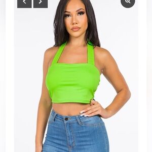 Lucia Halter Crop Top Neón Green Size 1X